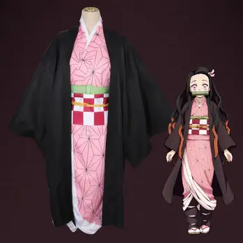 Anime Demon Slayer Kimetsu nr. Yaiba Tanjirou Nezuko Cosplay Kostiumų Cosplay Kimono
