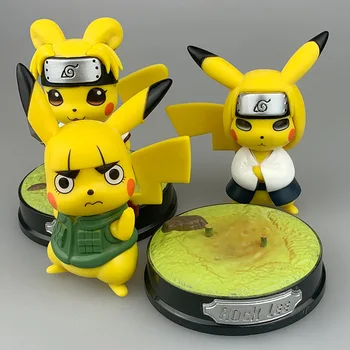 Anime Pokemon Pikachu COS Naruto Tenten Rock Lee Hyūga Neji GK 14CM Kilnojamojo Modelio Surinkimo Apdaila