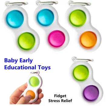 Anti-Streso Keychain Paramos Fidget Jutimo Žaislai Vaikams Autizmo Piršto Suktuko Vertus Žaislai Paprasta Dimple Fidget Žaislas