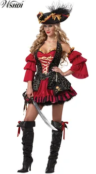 Aukštos Kokybės Deluxe Seksualus Piratų Kostiumų Suaugusių Moterų Halloween Carnival Šalies Cosplay Karibų Piratai Išgalvotas Suknelė