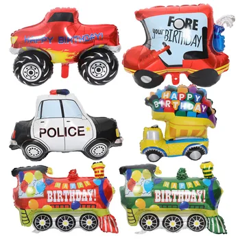 Automobilio balionas animacinis žaislas policijos automobilių, sunkvežimių, traukinių vaikų žaislas gimtadienio apdaila aliuminio plėvelę, balionas didmeninės