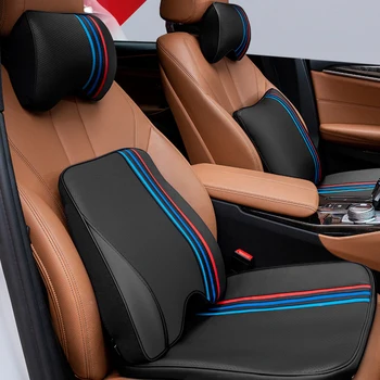 Automobilio Poilsio Pagalvėlės nekilnojamojo Odos BMW M3, M5 X1 X3 X5 X6 E46 E39 1 3 5 serijos sėdynės juosmens atrama Automobilių juosmens kaklo pagalvė pagalvės