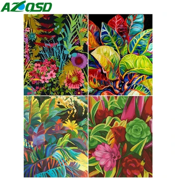 AZQSD Dažų Numeriai, Lapų Nuotrauką Kambarį Namo Apdaila Unframe Dažymas Skaičių Gėlių Dekoras Namuose