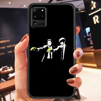 Banksy Gatvės Grafiti Meno Telefono dėklas, Skirtas Samsung Galaxy Note 4 8 9 10 20 S8 S9 S10 S10E S20 Plius UITRA Ultra black silikono