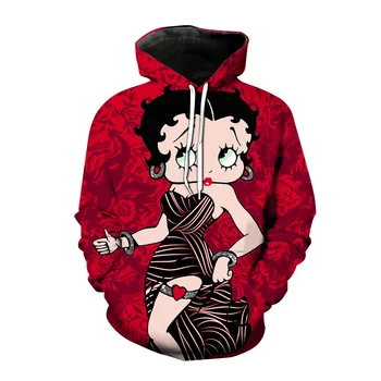 Betty Boop Hoodies Anime ir Animacinių filmų Seksuali Mergina 3D Atspausdintas Palaidinukė Vyrai Moterys Mados Negabaritinių Hoodie Harajuku Drabužių Streetwear