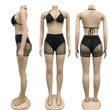 Birūs Wholeasale Daug China 2 Gabalas Bikini Komplektas Moterys Vasarą Apynasrio Viršuje Šortai Rinkinys Sexy Vien Akies Paplūdimio Klubas Komplektai