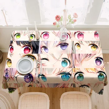 Custom Gimtadienio Anime Vandeniui Oilproof Staltiesė ant Stalo Stačiakampio formos Prabanga Staltiesės, Valgomasis, Virtuvė, Kavos Dangtelį