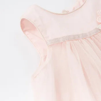 DBJ17246 dave bella vasaros baby girl ' s cute gėlių appliques tinklelio suknelė vaikų mados šalis suknelė vaikams kūdikiams lolita drabužiai