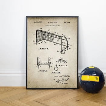 Derliaus Drobės Tapybos Futbolo Patentų Planas Plakatus Spausdina Futbolo Pikis Futbolo Kamuolys Įkrovos Vartų Tinklą Dizaino Namų Sienų Dekoras