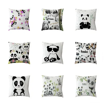 Didmeninė Mielas Panda Pagalvėlių Apvalkalus Poliesteris Persikas Oda Balta bambuko Gėlių Spausdinti Užvalkalas Šeimos Kambarys, Sofa-lova, Kėdės Papuošti