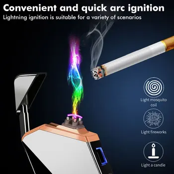 Dvigubo KAMPO Elektros Lengvesni USB Įkrovimo Plazmos Cigarečių Degiklio Rūkyti Vėjo Flameless Lengvesni Nešiojamų