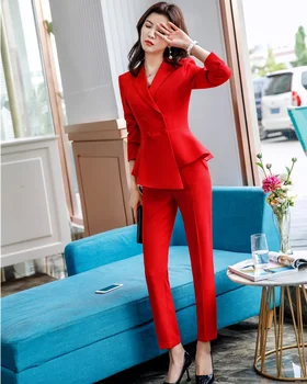 Elegantiškas Maroon Red Oficialų Vienodo Dizaino Pantsuits Su Švarkai ir Kelnės Moterims Verslo Kostiumai, OLIS Stilius Ponios Sportiniai švarkai (bleizeriai)