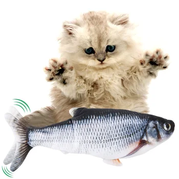 Elektros Katė Žaislas 3D Žuvies USB Įkrovimo Modeliavimas Žuvų Interaktyvi Katė Žaislai Katėms Pet Žaislas katė prekes