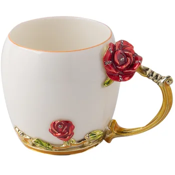 Emalio vandens puodelis, keraminės kavos puodelio, Europos stiliaus arbatos puodelio, kūrybos dovana, taurės, buitiniai vandens puodelis, asmens puodelis su šaukšteliu