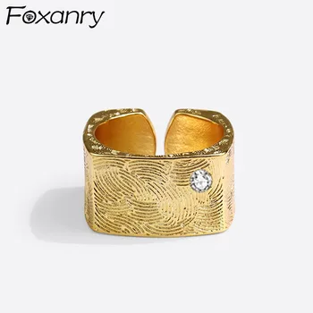 Foxanry 925 Sterlingas Sidabro Sužadėtuvių Žiedai Moterų Nauja Tendencija Porų Elegantiškas Kūrybos Geometrinis Cirkonis Nuotakos Papuošalai, Dovanos