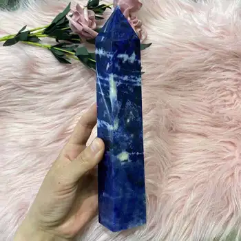 Gamtos mėlyna akmuo kristalas Obeliskas kvarco kristalo energijos pakopos Reiki healing namų puošybai kambario apdaila