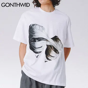 GONTHWID T-Shirts Hip-Hop Kūrybos Dvyniai Spausdinti Punk Rock, Gothic Tshirts Streetwear Harajuku Mados Medvilnės trumpomis Rankovėmis Viršūnes