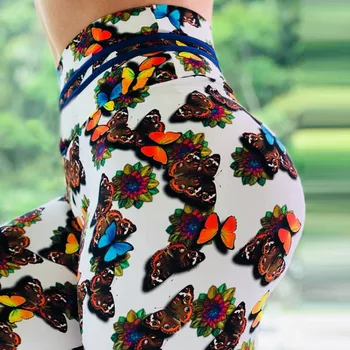 Gotikos drugelis kamufliažas spausdinti antblauzdžiai Aukšto Juosmens Moterų Fitneso Elastingumą Push Up Sexy įvairių spalvotų antblauzdžiai