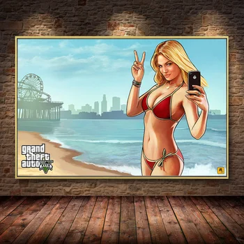 Grand Theft Auto 5 Žaidimo GTA5 Spausdinti Plakato Kambarį Freskos Tapybos Drobės Namų Puošybai Paauglys Miegamojo Puošmena