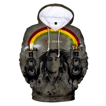 Harajuku Hip-HOP, Bob Marley 3D Hoodies Megztiniai Vyrams ir Moterims Reggae Palaidinės Spausdinti Puloveris Unisex