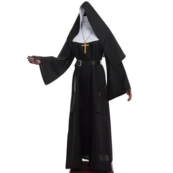 Helovinas Dress Vienuolės Kostiumas Cosplay Moterys Mergelės Marijos Karnavalas Demoniškas Baisu Vestido Viduramžių