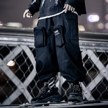 Hip-Hop Multi-Kišenės, Krovinių Ilgas Kelnes Vyrams Poilsiu Elastinga Juosmens Streetwear Haremo Kelnės Atsitiktinis Negabaritinių Vyrų Sweatpants