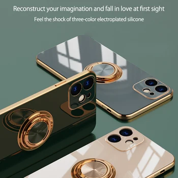 IPhone 12 11 Atveju Aikštės Danga Su Žiedu Soft Case For iPhone SE 2020 11Pro Max XS Max XR 7 8 Plius Minkštos TPU Galinį Dangtelį
