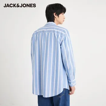 JackJones Vyrų Medvilnės Atsitiktinis Dryžuotas Palaidi tinka ilgomis rankovėmis Marškinėliai | 220305070