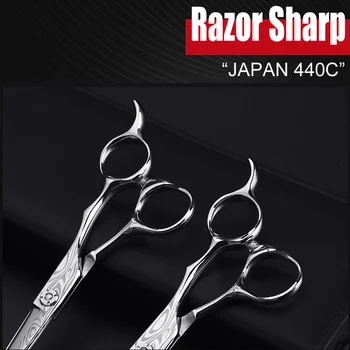 Japonijos 440C 6 Colių Damaske šukuosenos plaukų žirklės profesionalūs aukštos kokybės pjovimo retinimo kirpykla, kirpykla žirklės