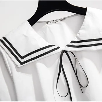 Japonijos JK Vienodas Dviejų dalių Rinkinys Moterims Balti trumpomis Rankovėmis Marškiniai + klostuotas Mini Sijonas Preppy Stiliaus Aukšto Liemens Sijonas, 2 dalių Rinkinys