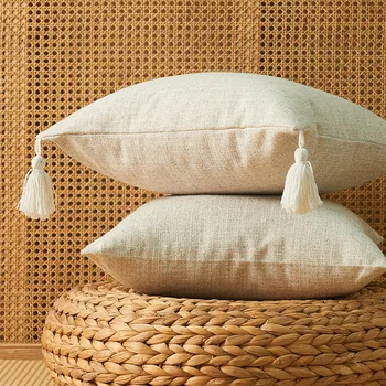 Japonijos pagalvė pagalvėlės 45cmx45cm vientisos spalvos medvilnės ir lino kutas pagalvės užvalkalą paprasta literatūros stilius aikštėje Pagalvę padengti