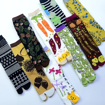 Japonijos spalvotų žakardo morkų kaštonų žiedai literatūros mielas du-konservatyvusis kojinės viduryje vamzdis split toe kojinės kojinės banga
