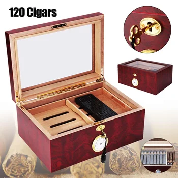JFM005R Ruda Cigarų Atveju, raudonojo Kedro Mediena, Mediniai ir Cigarų Laikymo Dėžutė Humidoras Dėžutė su Drėkintuvas Klavišus Dovanų Dėžutėje Rūkymo Reikmenys