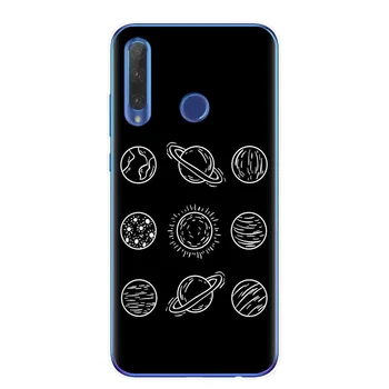 Juoda Su Balta Mėnulį, Žvaigždes, Kosmosą Astronautas Minkštas Silikoninis Telefono dėklas, Skirtas Huawei Honor 9 10 20 Lite 10i 8X 8C 9X Pro Dangtelį Coque