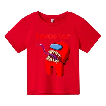 Juokingas Žaidimas Tarp mūsų Viršūnės 4-14T Vaikų Berniukų Mergina T-Shirt Impostor Grafinis Vaikas Animacinių filmų Topai Marškinėliai Vasaros trumpomis Rankovėmis Cool