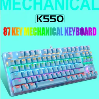 K550 Kreko Punk Stiliaus Mechaninė Klaviatūra 87 Klavišus Žalia Krypties Jungiklis Profesinės Žaidimų Klaviatūras Planšetinio Kompiuterio Darbalaukio Sąsiuvinis