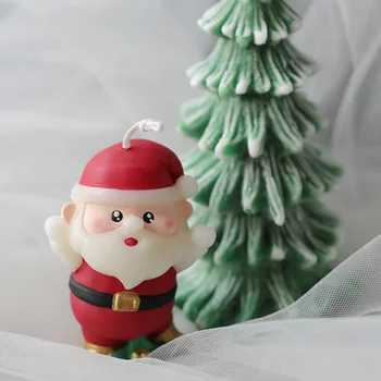 Kalėdų Santa Claus Žvakė Pelėsių 3D Silikono Tortas Dekoravimo Priemonės, Aromaterapija Gipso Muilo Formos Desertas Šokolado liejimo Formos