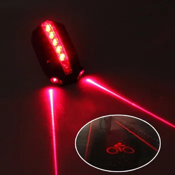 Karšto LED Dviračio Žibintas Naktį 2 Lazerio+5 LED Galinis Dviračio Dviračio Uodegos Šviesos Spindulį Saugos Įspėjimas Raudonas Galinis Žibintas atsparus Vandeniui 