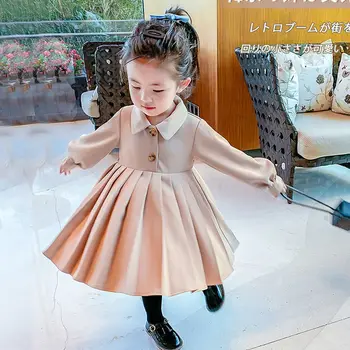 Korėjos Pavasario Plisuotos Vaikų Drabužių Merginos Kostiumas Gėlių Šalis Suknelės Princess Tutu Vaikai Užšaldyti Suknelė elegantiškas Mokykloje Dėvėti