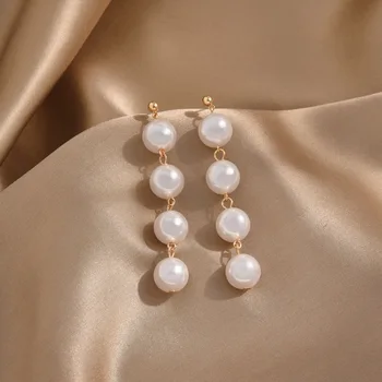 Korėjos Stiliaus Imituojamas Pearl Drop Auskarai Moterims Asmenybės Moteris Ilgą Eilutę Perlai Elegantiškas Brincos Priedai Mergina Dovana