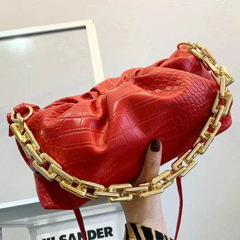 Krepšys moterims 2021 naujas mados korėjos versija tendencija vakarų stiliaus krokodilo modelis raukšlės moterų storio grandinę pečių maišą