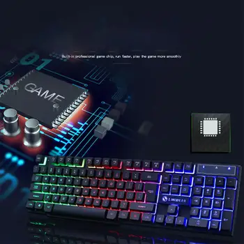 Laidinio usb pc gamer mechaninė pakaba jaustis klaviatūra + pelė nustatyti linijiniai nešiojamas kompiuteris apšvietimu ir klaviatūros rinkinys