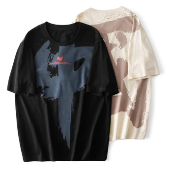 Lyprerazy Naujas Kinų Simbolių Spausdinimo Medvilniniai vyriški marškinėliai Atsitiktinis Negabaritinių Trumpas rankovėmis marškinėliai Vyrų Viršūnės