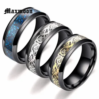 Maxmoon nerūdijančio plieno Drakonas Žiedas Mens Papuošalai Vestuvių Juostoje vyrų žiedas mėgėjams Valentino kiekiai/dovana