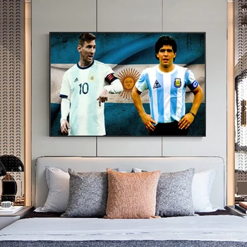 Messi ir Diego Maradona Plakatas Futbolo Žaidėjas Meno Maradona Paveikslų Spausdinimas ant Drobės Spausdinti Plakato ir už Kambarį Apdaila