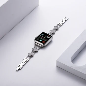 Metalo diržu, Apple watch band 44mm 42mm 40mm 38mm Keturių lapų dobilų pakeitimo dirželis iwatch 6 SE 5 4 3 2 1 metalo dirželis