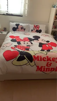 Mickey Mouse Patalynės Komplektas Queen ' King Size Lova Nustatyti Vaikai, Berniukas, Mergaitė, Mickey Minnie Antklode Padengti Pagalvių Užvalkalai Šalikas Patalynės Komplektai