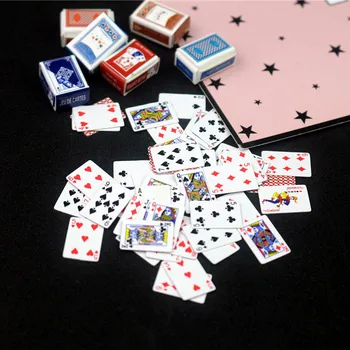 Mielas Miniatiūrinės Šalies Games Poker Mini Kortos Miniatiūriniai Lėlių Aksesuaras Namų Puošybai 15x10mm Dovanos Vaikinui