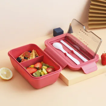Mikrobangų Priešpiečių Dėžutė Rinkinio Skyrius 1100ml Maisto Konteineryje Sveiką Pietūs Bento Dėžutės Lunchbox su Šaukštai Lazdelės Peiliai