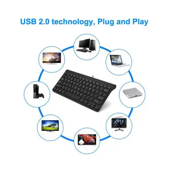 Mini Slim 78 Klavišą USB Laidinio Kompaktiškas, Plonas Klaviatūra USB 2.0 Portable Black/white For Desktop Nešiojamas Kompiuteris Žaidimų Biuras